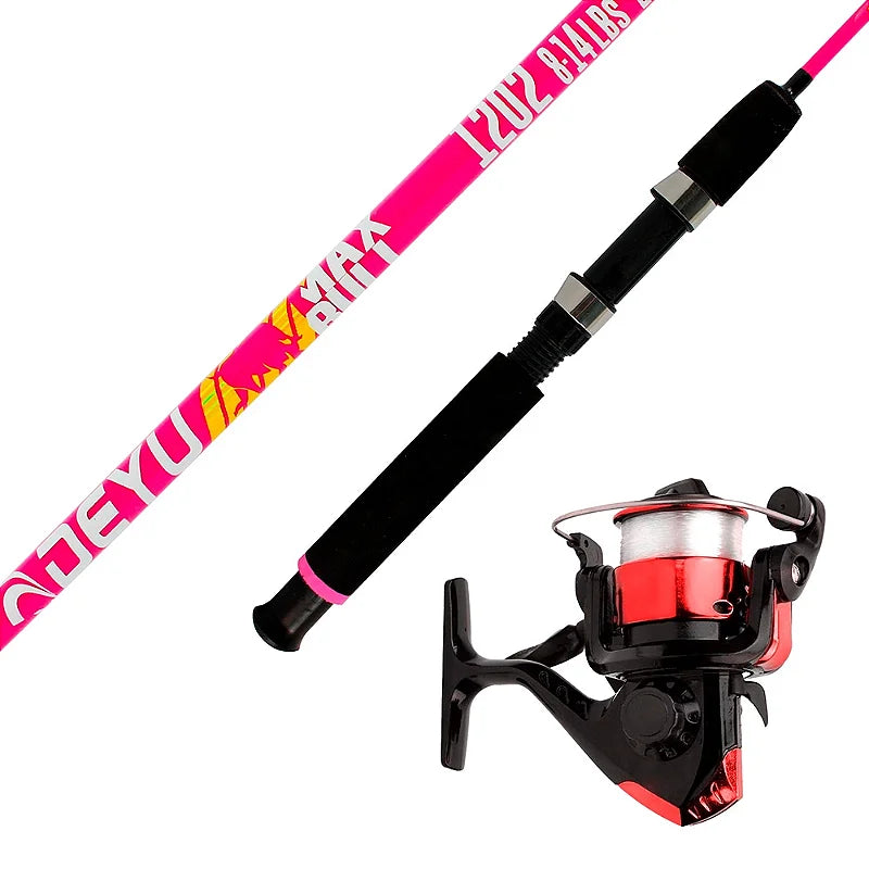 kit molinete he 200 pk rosa com vara deyu