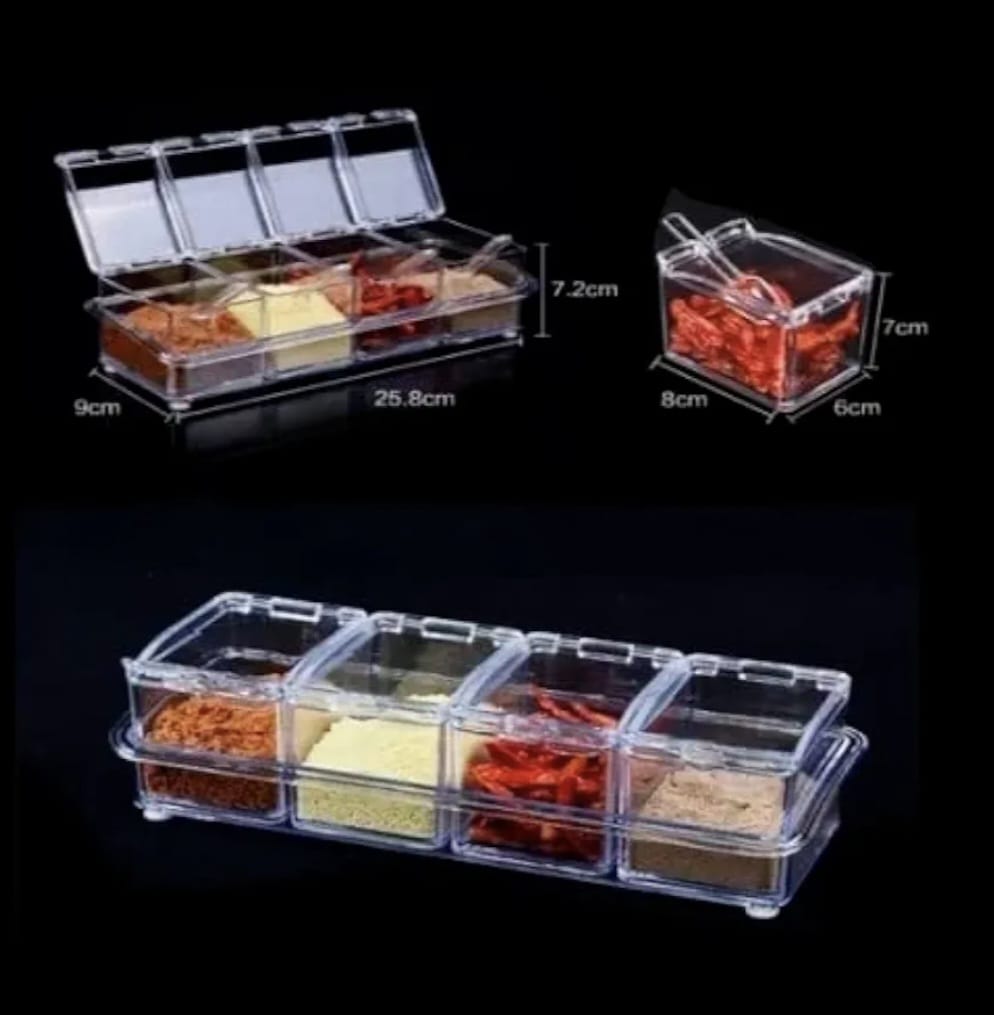 Porta temperos acrílico 4 compartimentos