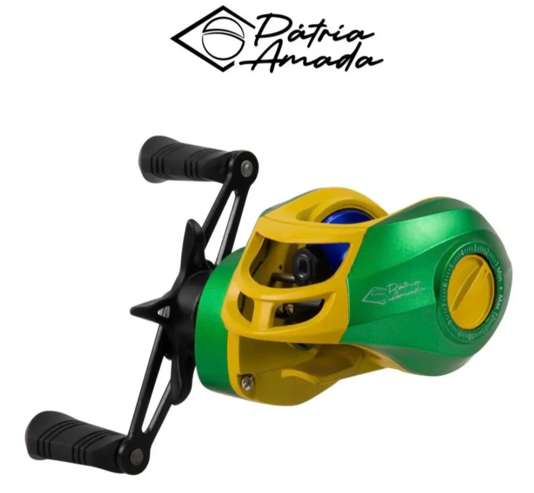 Conjunto de pesca maruri verde amarelo e azul - Vara e caretilha