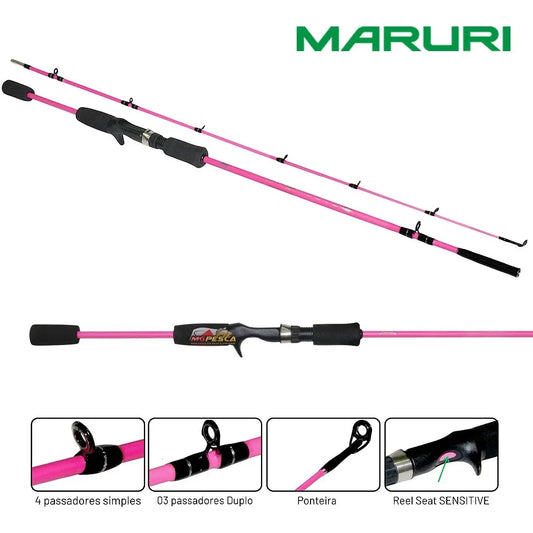Kit Vara Leide Maruri + Carretilha Leide Rosa 18+1